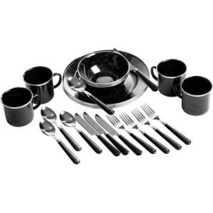 imageStansport 24Piece Enamel Camping Tableware SetBlack