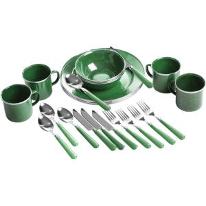 imageStansport 24Piece Enamel Camping Tableware SetGreen