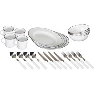 imageStansport 24Piece Enamel Camping Tableware SetWhite