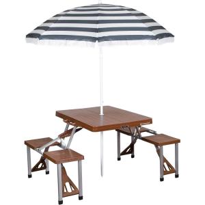 imageStansport Picnic Table and Umbrella Combo  BrownStandard Version