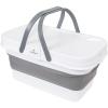 imageStansport Silicon Folding Basket with Table Top Lid  Portable Washing Basin Bucket Tub  Camping Travel  Storage Container Compact Laundry Dishes White Large